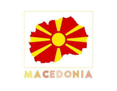 Macedonia Logo. Map of Macedonia with country name and flag. Elegant vector illustration.