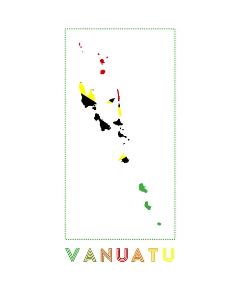 Logo Vanuatu Carte Vanuatu Avec Nom Pays Drapeau Illustration Vectorielle — Image vectorielle