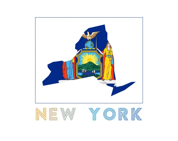 New York Logo Map New York State Name Flag Beautiful — Image vectorielle