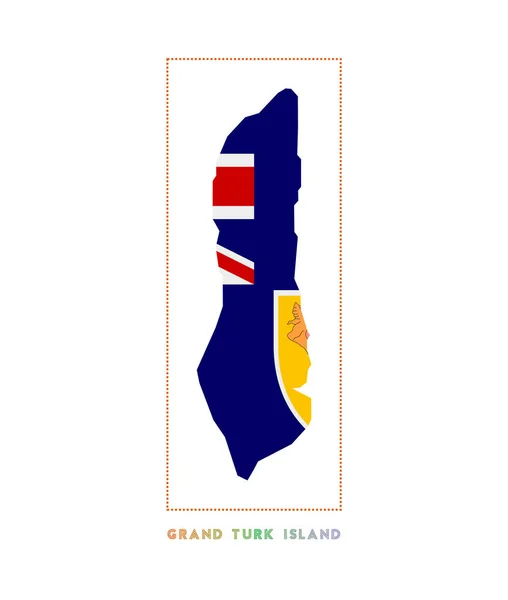 Grand Turk Island Logo Map Grand Turk Island Name Flag — Διανυσματικό Αρχείο