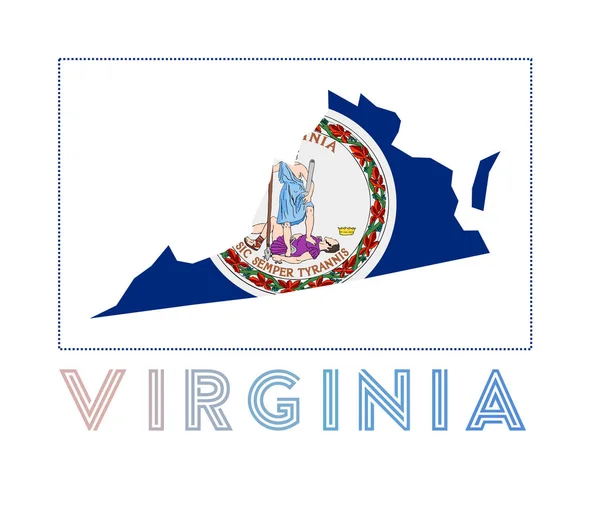 Virginia Logo Map Virginia State Name Flag Beautiful Vector Illustration — Image vectorielle