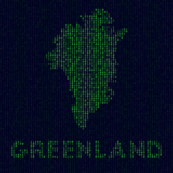 Digital Greenland Logo Country Symbol Hacker Style Binary Code Map — Stockvector