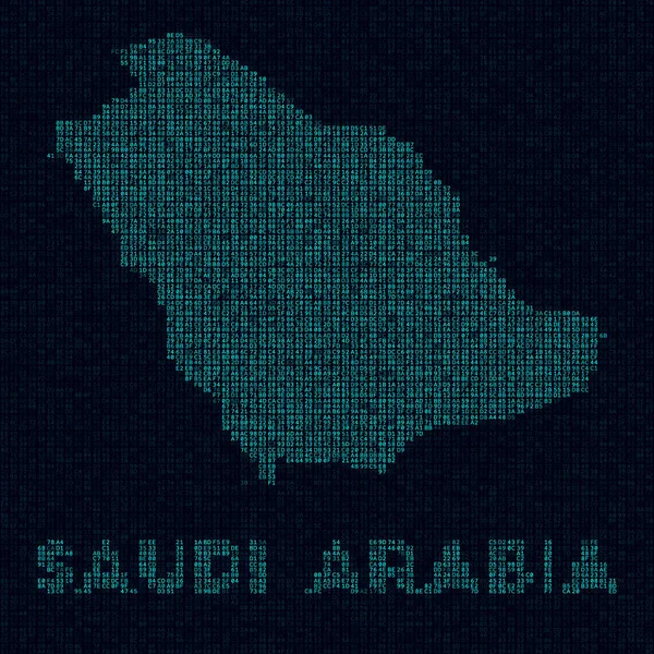 Saudi Arabia Tech Map Country Symbol Digital Style Cyber Map — Stock Vector