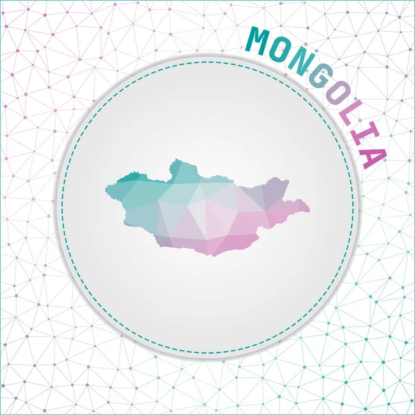 Vector Polygonal Mongolia Map Map Country Network Mesh Background Mongolia — Stockvektor