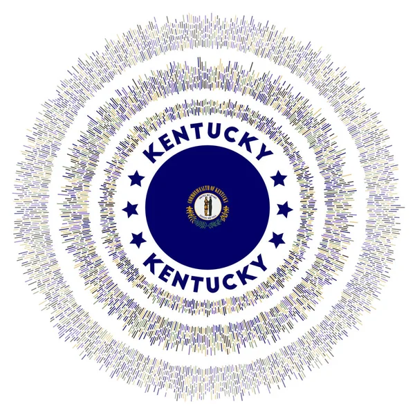 Kentucky Sembolü Renkli Vatozlarla Bayrak Sallayın Kentucky Bayrağıyla Parlayan Güneş — Stok Vektör