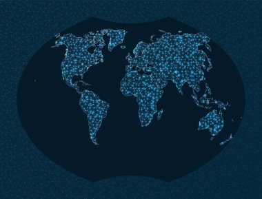 Illustration of global network. Ginzburg 6 projection. World Network. Powerful connections map. Vector illustration.