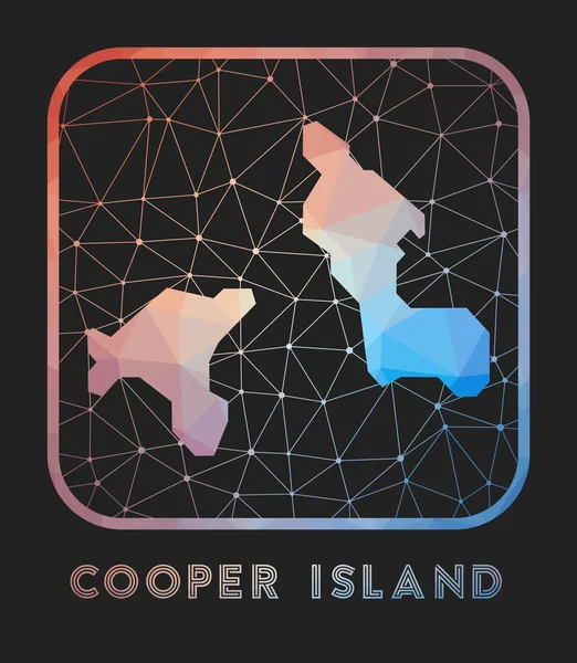 Cooper Island Map Design Vector Low Poly Map Island Cooper — Stockový vektor