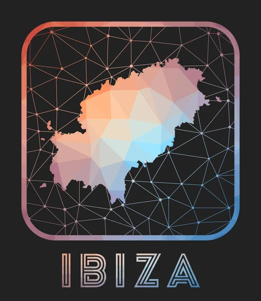 Ibiza Map Design Vector Low Poly Map Island Ibiza Icon — Stock Vector