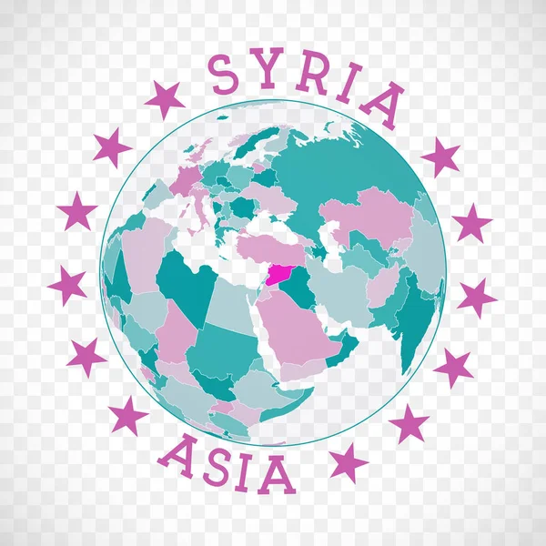 Logo Redondo Siria Insignia Del País Con Mapa Siria Contexto — Vector de stock