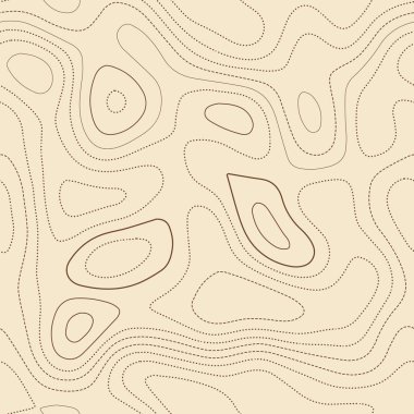 Topographic map. Actual topographic map. Seamless design, pretty tileable isolines pattern. Vector illustration.