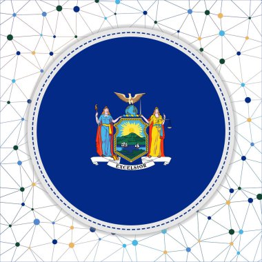 Flag of New York with network background. New York sign. Beautiful vector illustration.