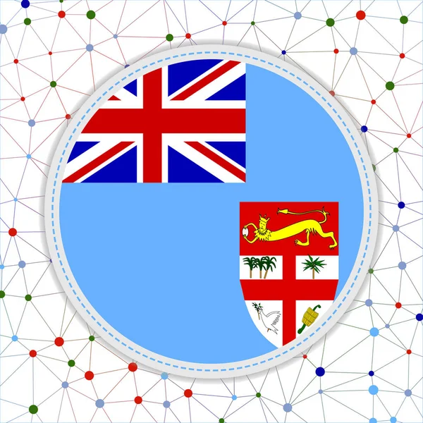 Vlag van Fiji met netwerkachtergrond Fiji-teken Authentieke vectorafbeelding — Stockvector
