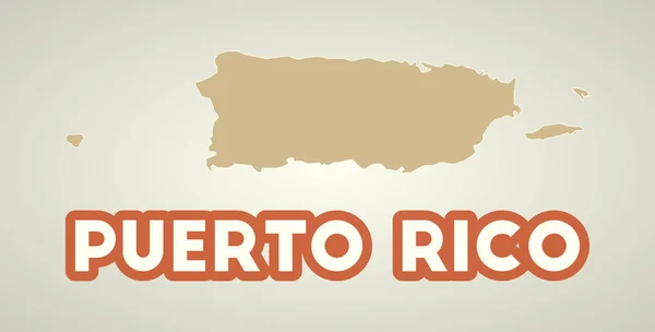 Puerto Rico poster in retro style Map of the country with regions in autumn color palette Shape of — Stock Vector