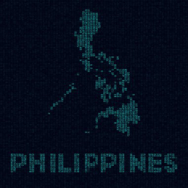 Philippines tech map. Country symbol in digital style. Cyber map of Philippines with country name. Superb vector illustration.