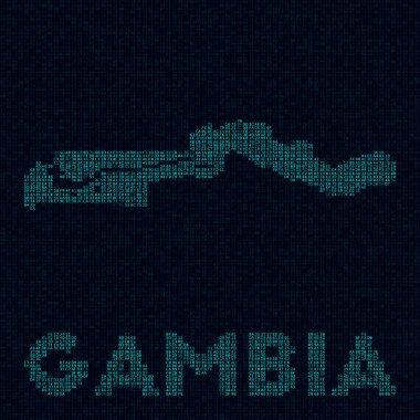 Gambia tech map. Country symbol in digital style. Cyber map of Gambia with country name. Amazing vector illustration.
