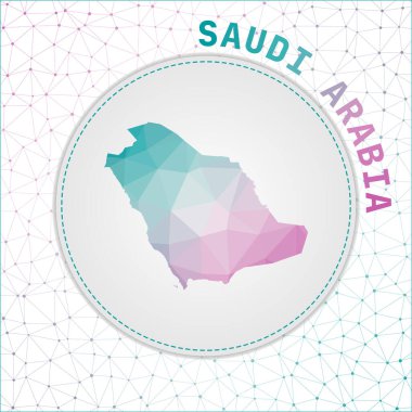 Vector polygonal Saudi Arabia map. Map of the country with network mesh background. Saudi Arabia illustration in technology, internet, network, telecommunication concept style.