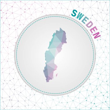 Vector polygonal Sweden map. Map of the country with network mesh background. Sweden illustration in technology, internet, network, telecommunication concept style . Appealing vector illustration.