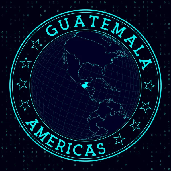 Signo Redondo Guatemala Vista Satelite Futurista Del Mundo Centrada Guatemala — Archivo Imágenes Vectoriales