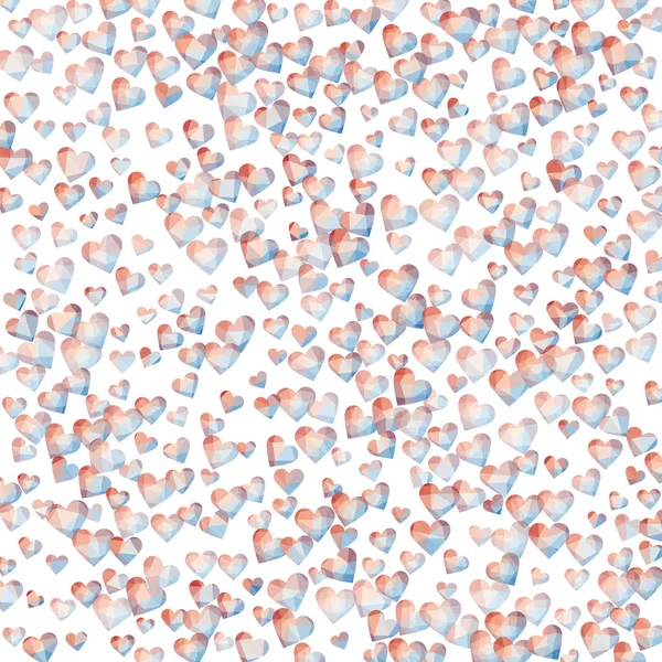 Heart Background Red Blue Polygonal Hearts Diamond Style Low Poly — Vetor de Stock