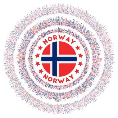 Norway symbol. Radiant country flag with colorful rays. Shiny sunburst with Norway flag. Attractive vector illustration.