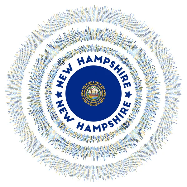 New Hampshire Symbol Radiant State Flag Colorful Rays Shiny Sunburst — Wektor stockowy