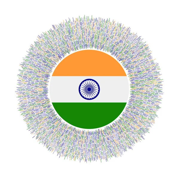 Indiens Flagga Med Färgglada Strålar Strålande Land Tecken Glänsande Solbränna — Stock vektor