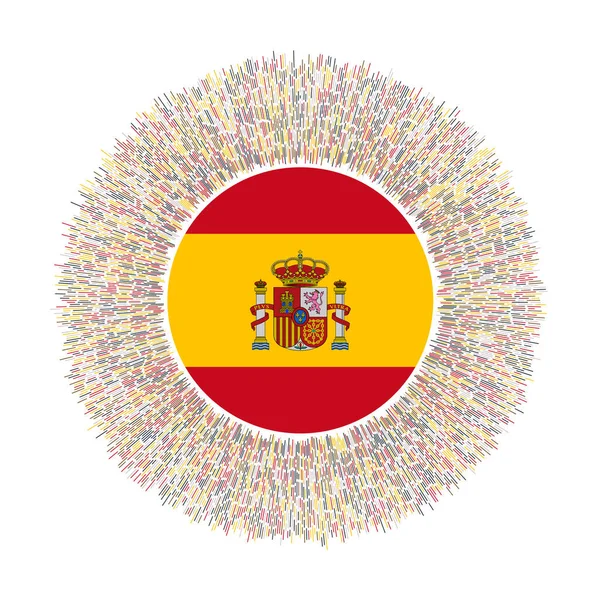 Flag Spain Colorful Rays Radiant Country Sign Shiny Sunburst Spain — Vettoriale Stock