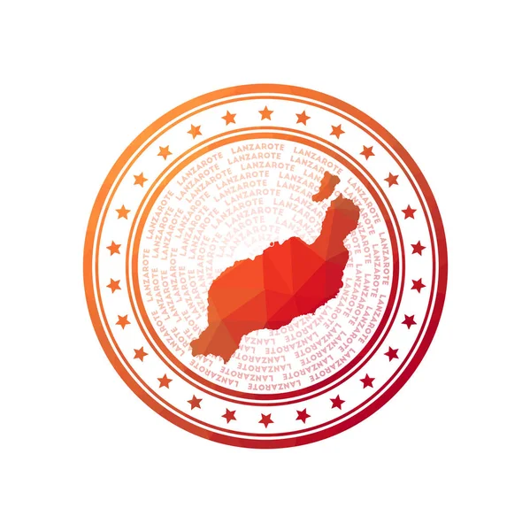 Flat Low Poly Stamp Lanzarote Polygonal Lanzarote Badge Trendy Vector — 图库矢量图片