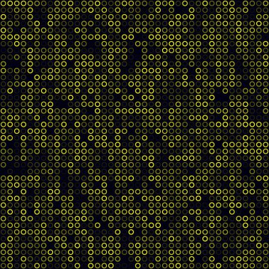 Technology pattern. Filled pattern of rings. Yellow colored seamless background. Beautiful vector illustration.