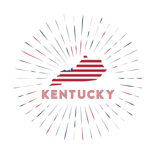 Kentucky Sunburst Badge State Sign Map Kentucky American Flag Colorful — Vettoriale Stock