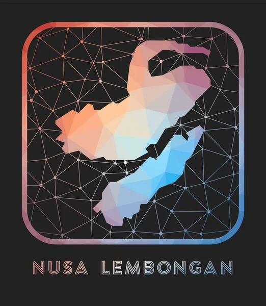 Conception Carte Nusa Lembongan Vecteur Low Poly Carte Île Icône — Image vectorielle