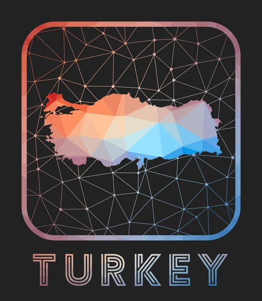 Turquía Mapa Diseño Vector Bajo Poli Mapa Del País Icono — Vector de stock
