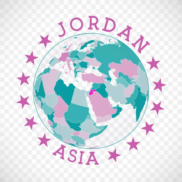 Jordan Logo Rond Badge Pays Avec Carte Jordanie Dans Contexte — Image vectorielle