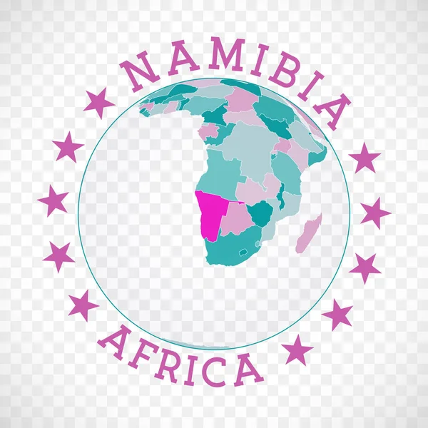 Logotipo Redondo Namíbia Distintivo País Com Mapa Namíbia Contexto Mundial —  Vetores de Stock
