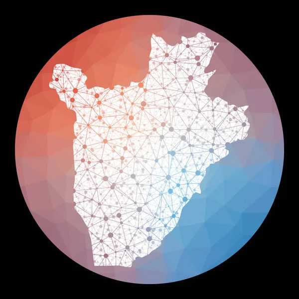 Vector Network Burundi Map Map Country Low Poly Background Rounded — Image vectorielle