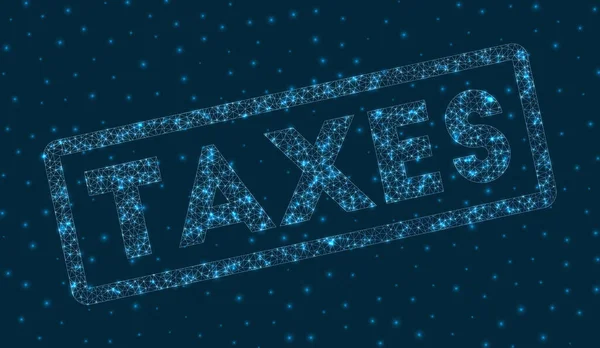 Taxes Word Digital Style Glowing Geometric Taxes Badge Charming Vector — Διανυσματικό Αρχείο