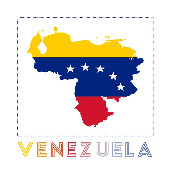 Venezuela Logo Map Venezuela Country Name Flag Classy Vector Illustration — Archivo Imágenes Vectoriales