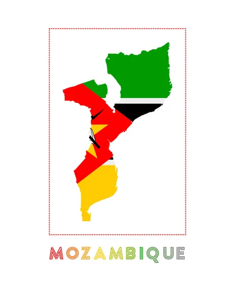 莫桑比克标志 莫桑比克地图 附有国名和国旗 典型的矢量图解 — 图库矢量图片