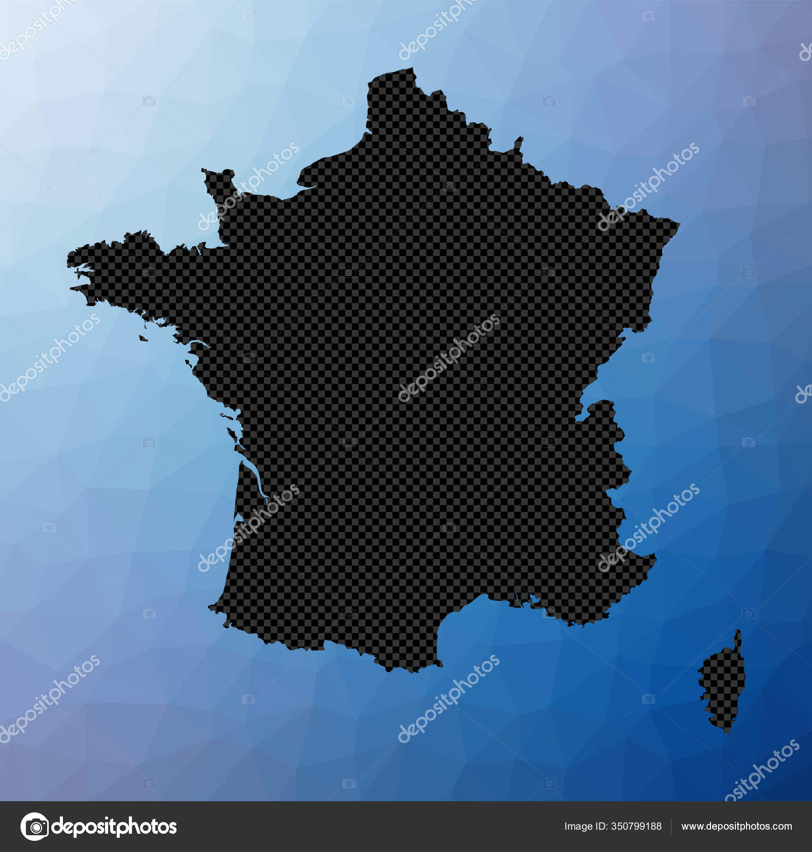 Carte géométrique de la France Forme de pochoir de la France dans un