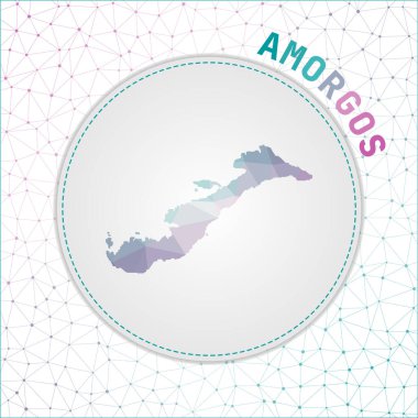 Vector polygonal Amorgos map. Map of the island with network mesh background. Amorgos illustration in technology, internet, network, telecommunication concept style . Captivating vector illustration.