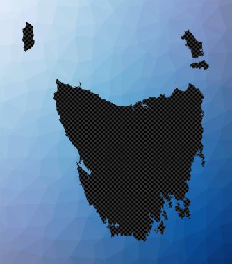 Tazmanya geometrik haritası Tazmanya 'nın düşük polimerli ada vektörü biçiminde Stencil şekli
