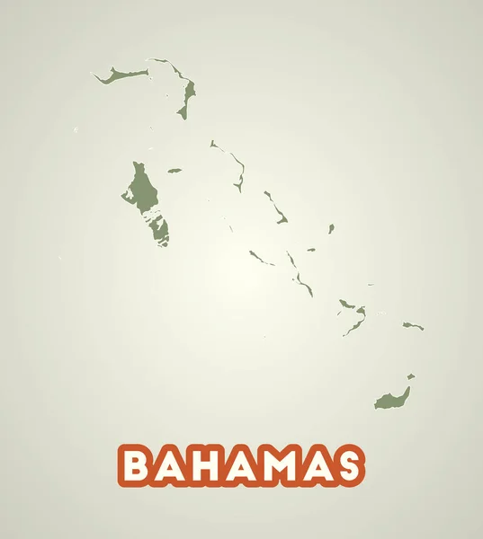 Bahamas Poster Retro Style Map Country Regions Autumn Color Palette — Vector de stock