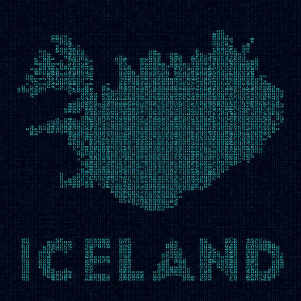 Iceland Tech Map Country Symbol Digital Style Cyber Map Iceland — Stockový vektor