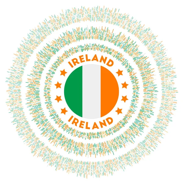 Symbole Irlande Drapeau de pays radieux aux rayons colorés Coup de soleil brillant avec drapeau Irlande Créatif — Image vectorielle