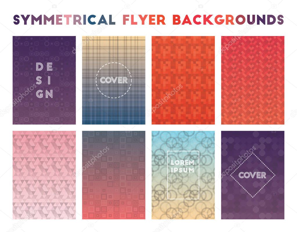 Symmetrical Flyer Backgrounds. Alive geometric patterns. Admirable background. Vector illustration.