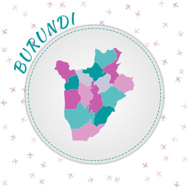 Burundi map design Map of the country with regions in emeraldamethyst color palette Rounded