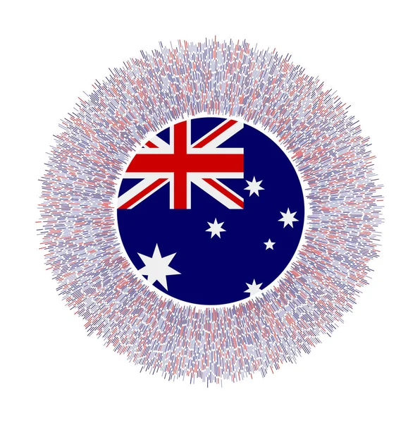 Flag of Australia with colorful rays Radiant country sign Shiny sunburst with Australia flag — Stockvector