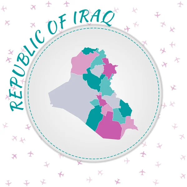 Republic of Iraq map design Map of the country with regions in emeraldamethyst color palette — Stockvektor