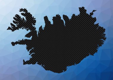 İzlanda geometrik haritası İzlanda 'nın düşük polimer biçimli Stencil şekli Güçlü ülke vektörü