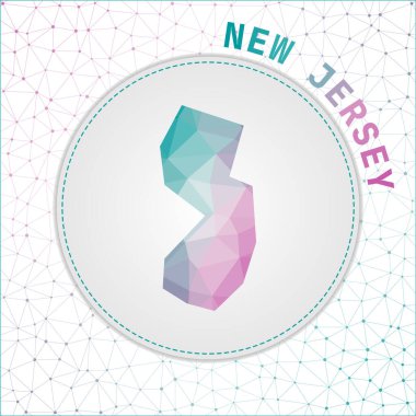 New Jersey ağ ağ arka planına sahip ABD eyaletinin çokgen New Jersey haritası